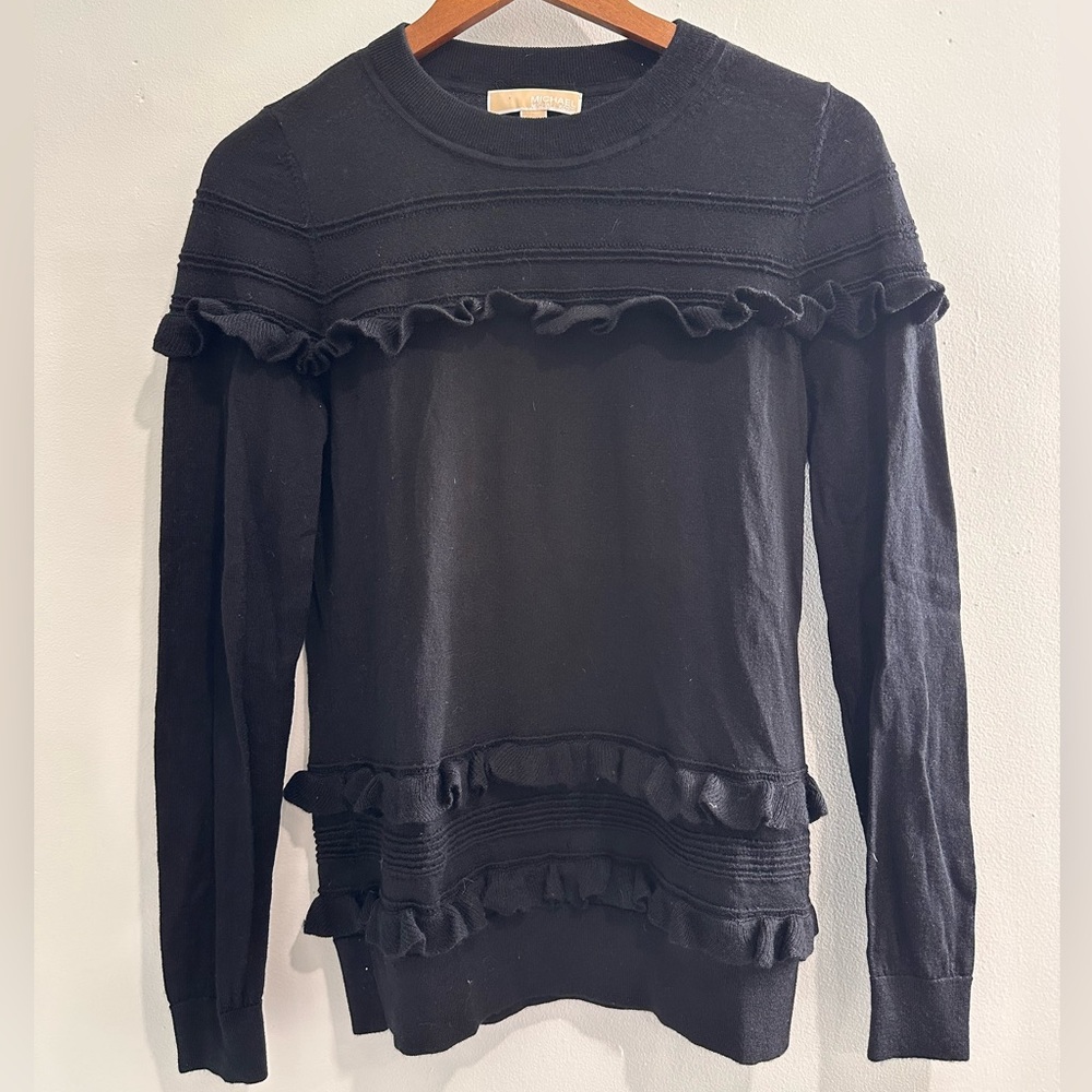 MICHAEL KORS 100% Merino Wool Ruffle Sweater‎ Size M